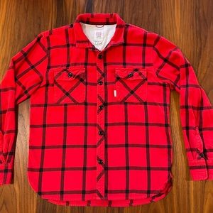 Topo Designs Field Plaid Flannel Button Down Shirt size Large